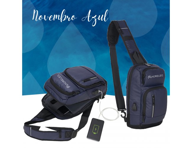 Mochila de ombro com entrada USB lateral. MODELO DEC 04059