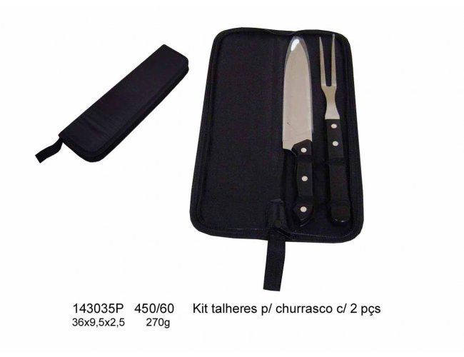 Kit Churrasco com 2 peas - Modelo DEC 143035P (preto)